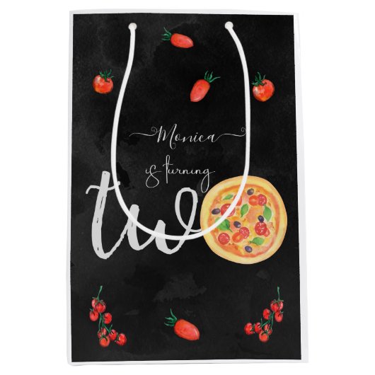 おもしろいスライス、2番目の誕生日 ミディアムペーパーバッグ (正面)