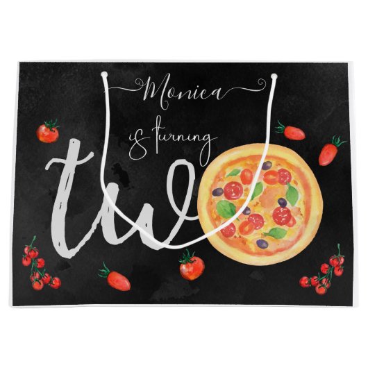 おもしろいスライス、2番目の誕生日 ラージペーパーバッグ (正面)