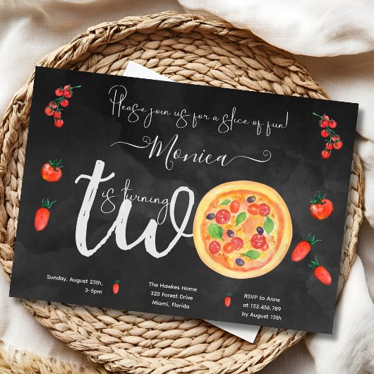 おもしろいスライス、2番目の誕生日 招待状