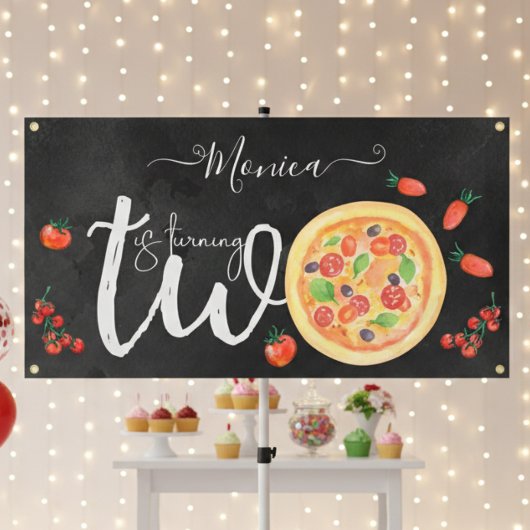 おもしろいスライス、2番目の誕生日 横断幕