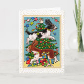 おもしろいスリンガースパニエル犬ドッグクリスマスカスタム シーズンカード (正面)