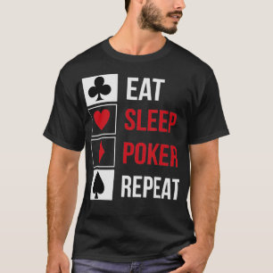 おもしろいスリー食べプトランプのポーカーリピートティーズホルデムデ Tシャツ