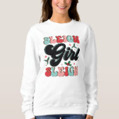おもしろいスレイガールスレイホワイトスウェットシャツ スウェットシャツ (正面)