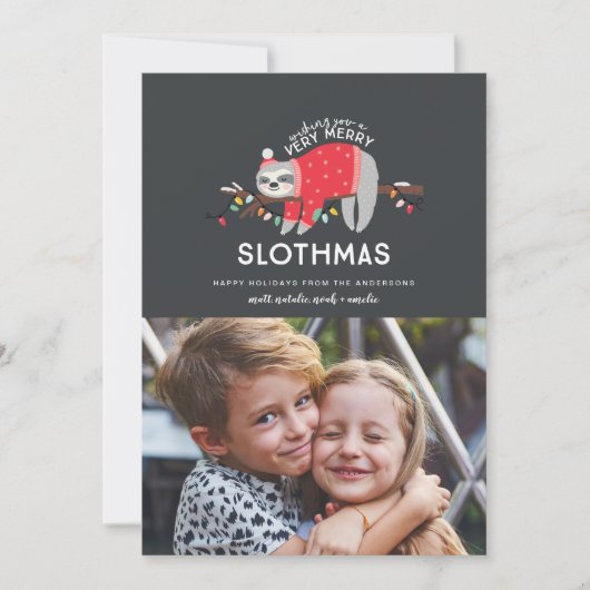 おもしろいスロスカラフルのクリスマス写真 シーズンカード (正面)