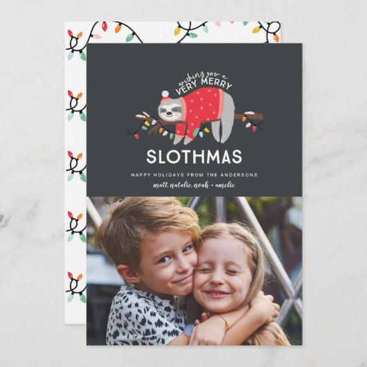 おもしろいスロスカラフルのクリスマス写真 シーズンカード (正面/裏面)