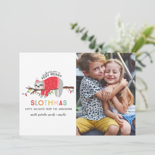 おもしろいスロスカラフルのクリスマス写真 シーズンカード (スタンド正面)