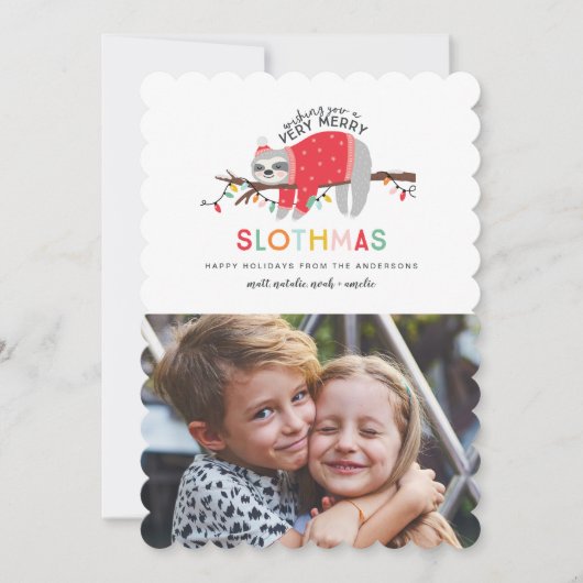 おもしろいスロートカラフルのクリスマスフォト シーズンカード (正面)