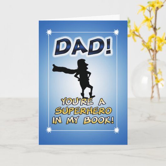 おもしろいスーパーヒーローパパ父の日 カード (黄色い花)