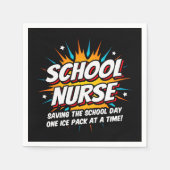 おもしろいスーパーヒーロー学校ナース評価 スタンダードカクテルナプキン (正面)
