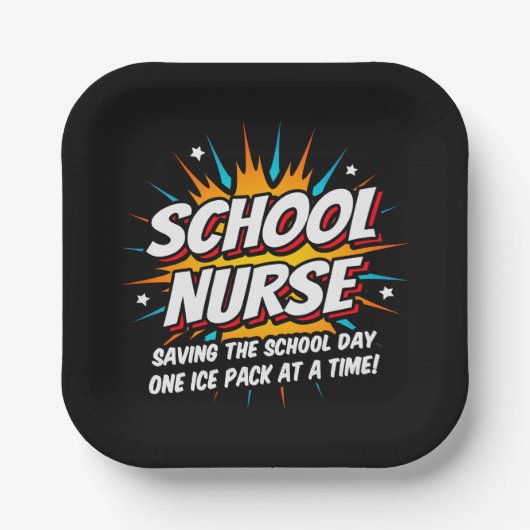 おもしろいスーパーヒーロー学校ナース評価 ペーパープレート (正面)