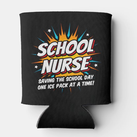 おもしろいスーパーヒーロー学校ナース評価 缶クーラー (裏面)