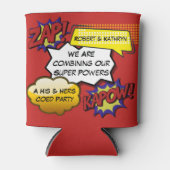 おもしろいスーパーヒーロー独身/バチェロレッテ 缶クーラー (正面)