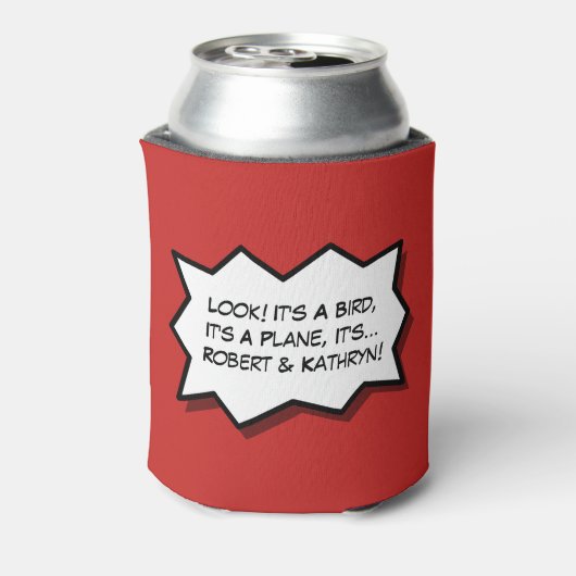 おもしろいスーパーヒーロー独身/バチェロレッテ 缶クーラー (缶裏面)