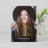 おもしろいス実在クリプトフォイル卒業サンキューカード 箔招待状 (立ち正面)