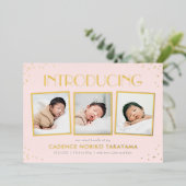 おもしろいス実在ナップストフォイル誕生のお知らせ 箔シーズンカード (立ち正面)