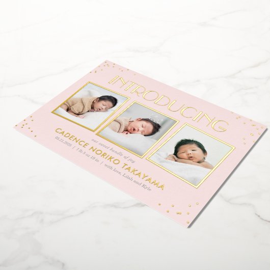 おもしろいス実在ナップストフォイル誕生のお知らせ 箔シーズンカード (回転した状態)