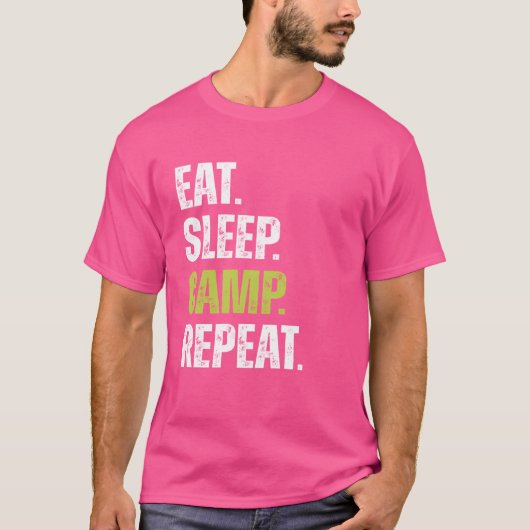 おもしろいス食べリープキャンプリピーター恋人キャンプ引用文1 Tシャツ (正面)