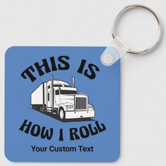 おもしろいセミトラックの運転私の転がカスタム キーホルダー (裏面)