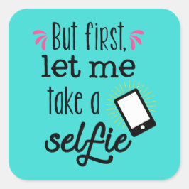おもしろいセルフィー愛好家ワードアートステッカー スクエアシール