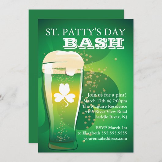 おもしろいセントパトリックズデイパーティの招待状 招待状 (正面/裏面)