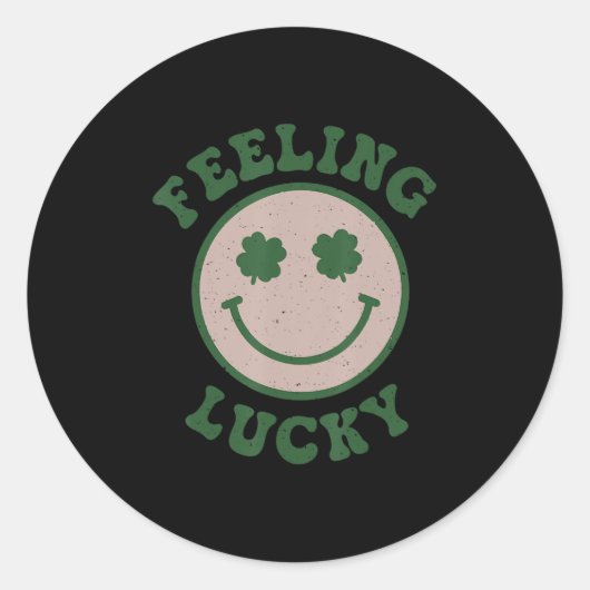 おもしろいセントパトリック感じデイズラッキースマイル顔ミーム ラウンドシール (正面)