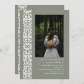 おもしろいセージグリーンミニマリスト写真ブライダルシャワー 招待状 (正面/裏面)