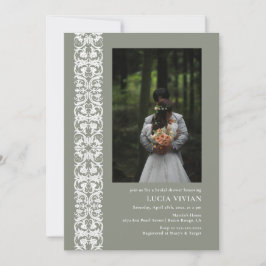 おもしろいセージグリーンミニマリスト写真ブライダルシャワー 招待状