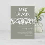 おもしろいセージグリーンミニマルブライダルシャワー 招待状 (スタンド正面)