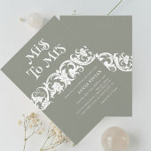 おもしろいセージグリーンミニマルブライダルシャワー 招待状