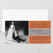 おもしろいセーブ・ザ・デート案内{オレンジ} セーブザデート (正面/裏面)