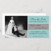 おもしろいセーブ・ザ・デート案内{ティール(緑がかった色)} セーブザデート (正面/裏面)