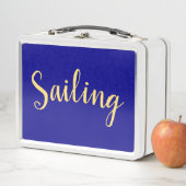 おもしろいセーリングカラフル文字王室のブルー メタルランチボックス (インサイチュ)