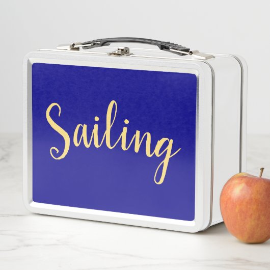 おもしろいセーリングカラフル文字王室のブルー メタルランチボックス (インサイチュ)