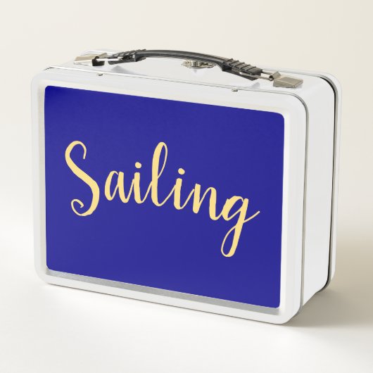 おもしろいセーリングカラフル文字王室のブルー メタルランチボックス (裏面)