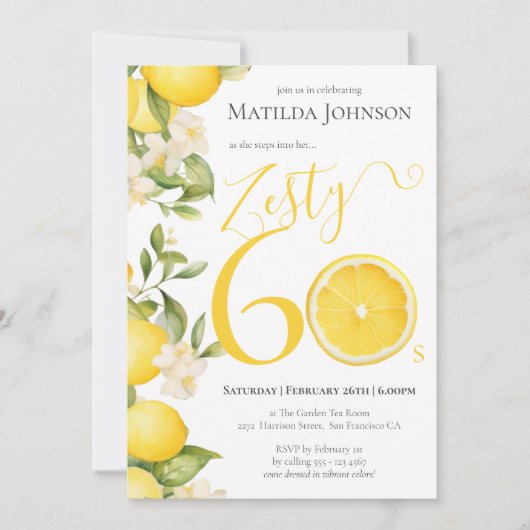 おもしろいゼスティレモン60thバースデーパーティー 招待状 (正面)
