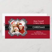 おもしろいゼブラフレームクリスマスフォトカード。 シーズンカード (正面/裏面)