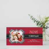 おもしろいゼブラフレームクリスマスフォトカード。 シーズンカード (スタンド正面)