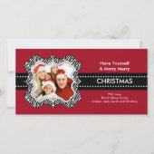 おもしろいゼブラフレームクリスマスフォトカード。 シーズンカード (正面)