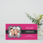 おもしろいゼブラフレームクリスマスフォトカード。 シーズンカード (スタンド正面)