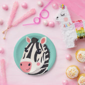 おもしろいゼブラ顔サファリワイルドジャングルバースデーパーティー ペーパープレート (パーティー)