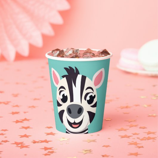 おもしろいゼブラ顔サファリ動物園ワイルドジャングル誕生日パー 紙コップ (インサイチュ)