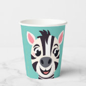 おもしろいゼブラ顔サファリ動物園ワイルドジャングル誕生日パー 紙コップ (裏面)