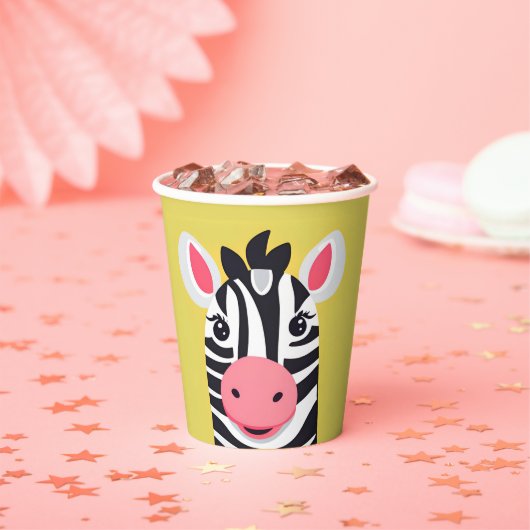 おもしろいゼブラ顔サファリ動物園ワイルドジャングル誕生日パー 紙コップ (インサイチュ)