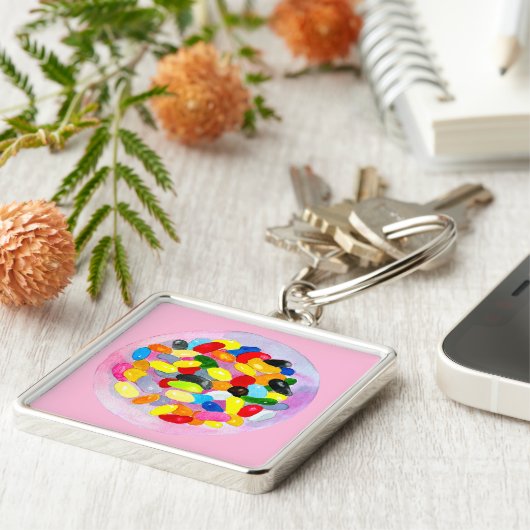 おもしろいゼリーキャンディビーンウォーター色 キーホルダー (側面)