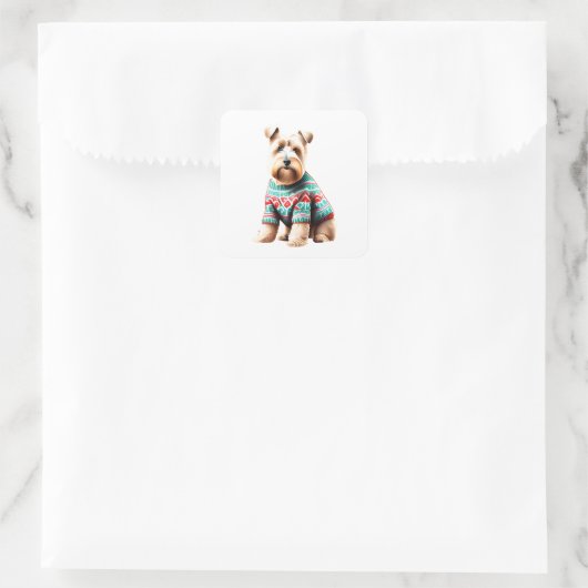 おもしろいソフトコートウィートテリアクリスマスセーター スクエアシール (バッグ)