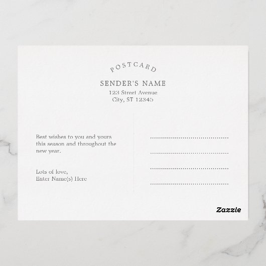 おもしろいソングフォイルクリスマスホリデーフォトポストカード 箔シーズンポストカード (裏面)