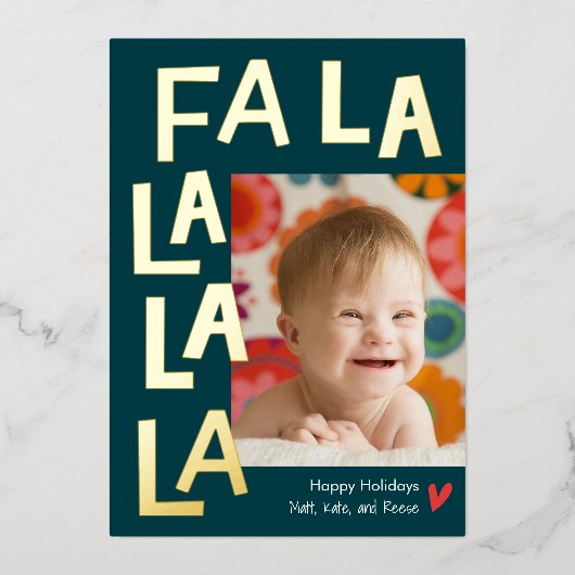 おもしろいソングフォイルホリデーフォトカードクリスマスカード 箔シーズンカード (正面)