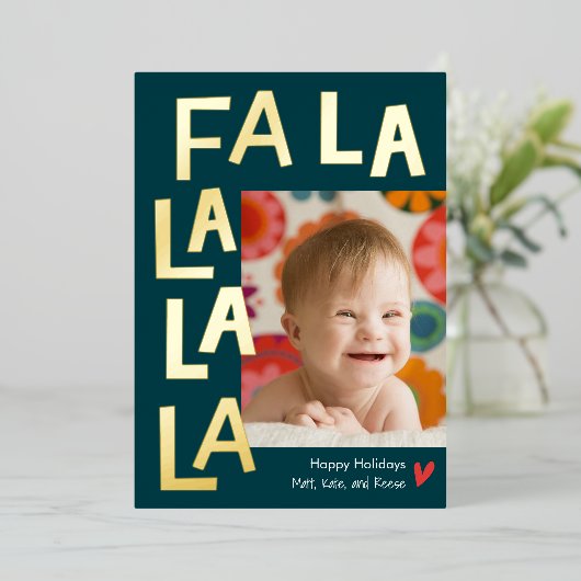 おもしろいソングフォイルホリデーフォトカードクリスマスカード 箔シーズンカード (立ち正面)