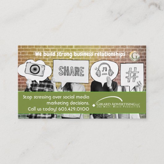 おもしろいソーシャルメディアマーケティング名刺 名刺 (正面)