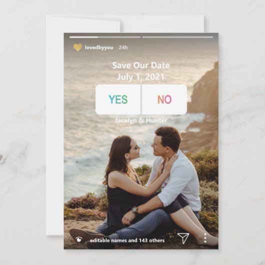 おもしろいソーシャルメディアYesNo Photo日付カードを保存 (正面)